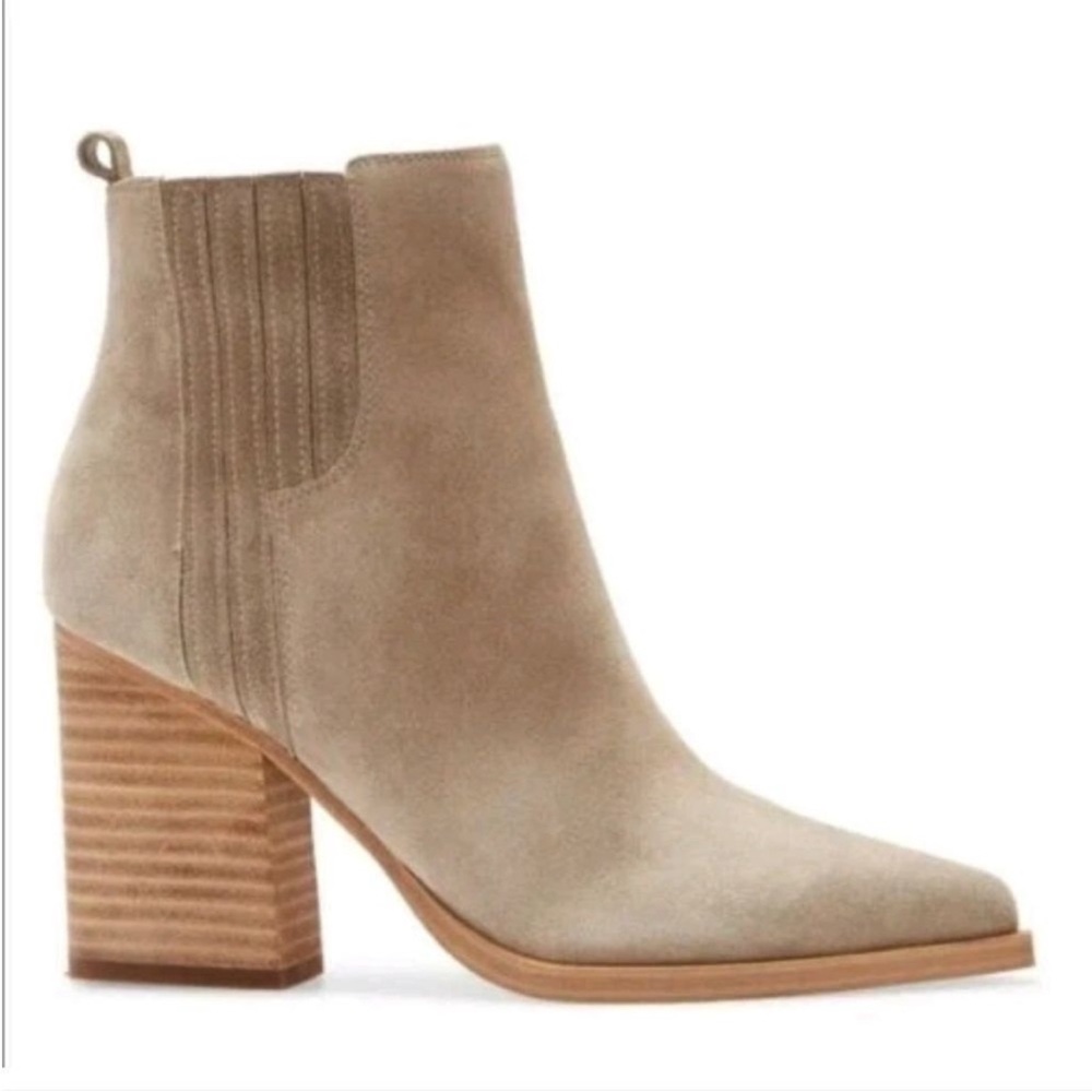 Marc Fisher Taupe Suede Booties